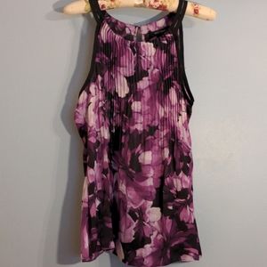 WHBM XL purple floral print date top